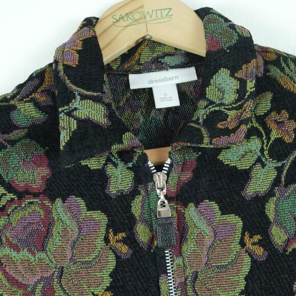 Vintage Small Tapestry Jacket 90s Y2K Whimsigoth Witchy Artsy Goth Quirky Zip Up - Picture 3 of 9